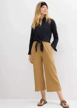 bonprix Hosen|Bekleidung·Kleider^Jersey-Hose aus Rippe mit Bequembund khakibraun