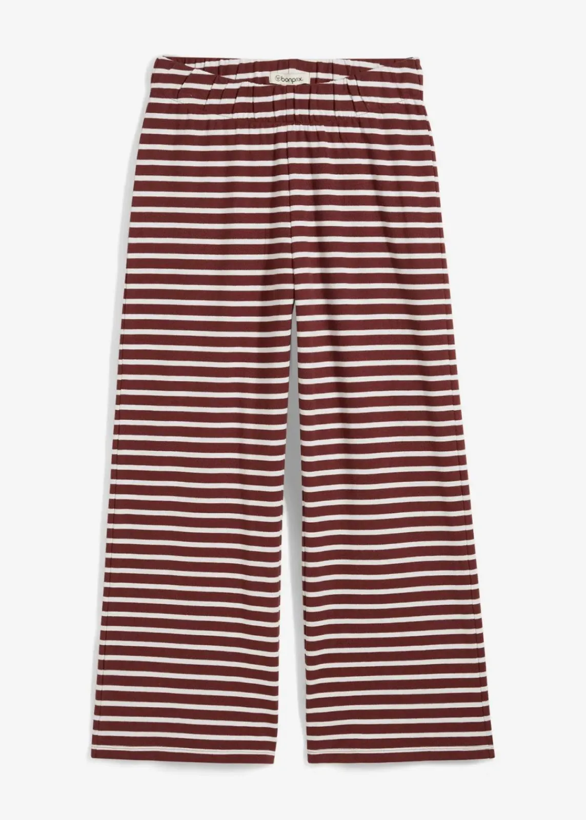 bonprix Bekleidung·Kleider|Hosen^Jersey-Hose aus strukturierter Baumwolle kaffeebraun/wollweiß gestreift