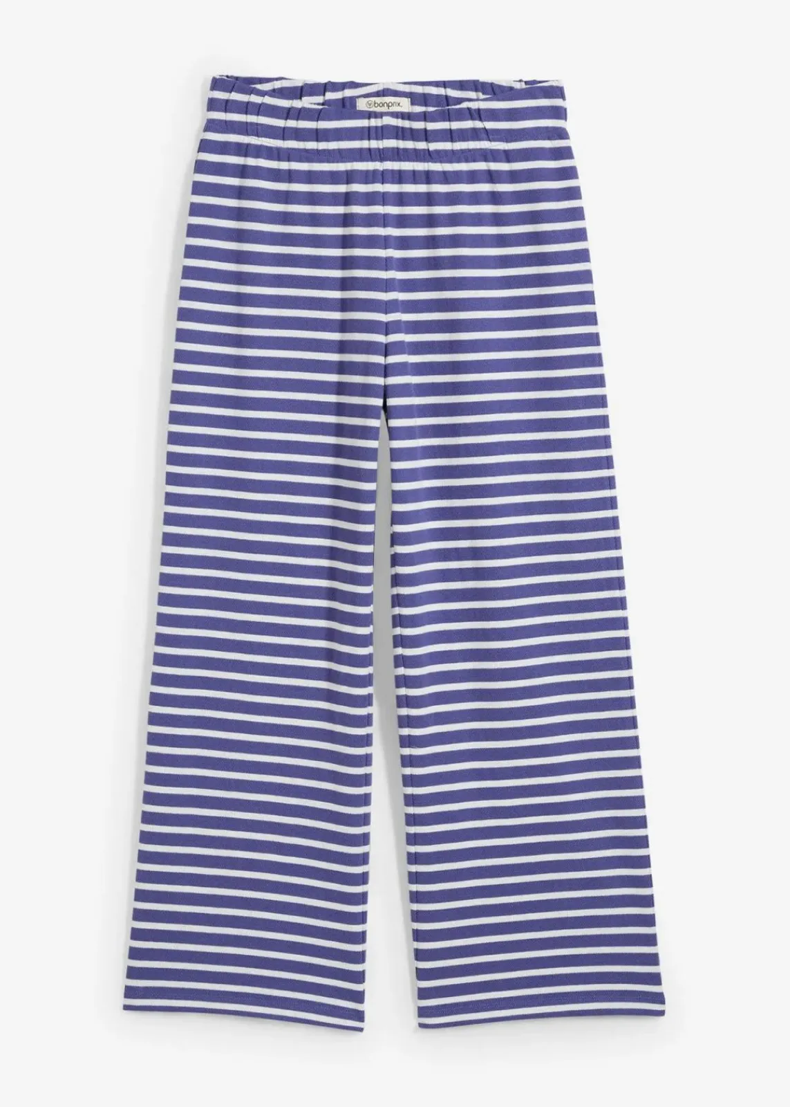 bonprix Hosen|Bekleidung·Kleider^Jersey-Hose aus strukturierter Baumwolle dunkelpazifik/wollweiß gestreift
