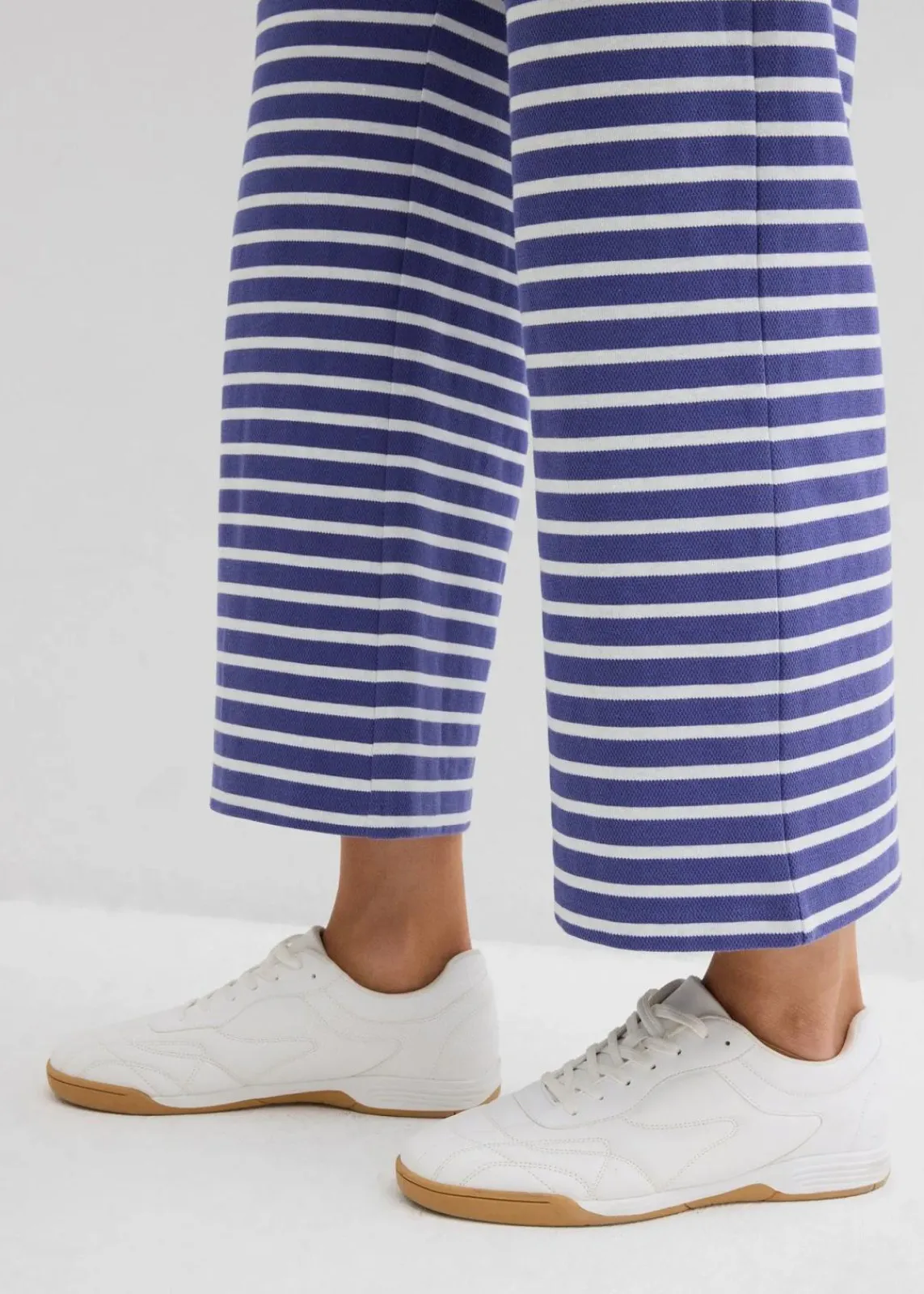 bonprix Hosen|Bekleidung·Kleider^Jersey-Hose aus strukturierter Baumwolle dunkelpazifik/wollweiß gestreift