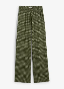 bonprix Bekleidung·Kleider|Hosen^Jersey-Hose aus strukturiertem Crêpe seegras kariert