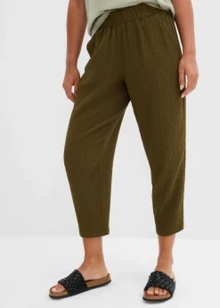 bonprix Hosen|Bekleidung·Kleider^Jersey-Hose aus Strukturmaterial erdoliv