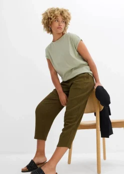 bonprix Hosen|Bekleidung·Kleider^Jersey-Hose aus Strukturmaterial erdoliv