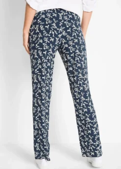 bonprix Bekleidung·Kleider|Hosen^Jersey-Hose aus Viskose-Mix dunkelblau geblümt