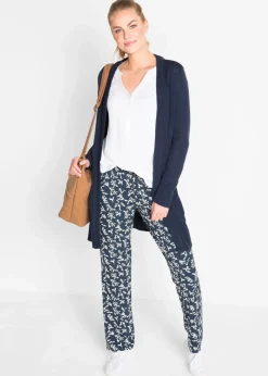 bonprix Bekleidung·Kleider|Hosen^Jersey-Hose aus Viskose-Mix dunkelblau geblümt