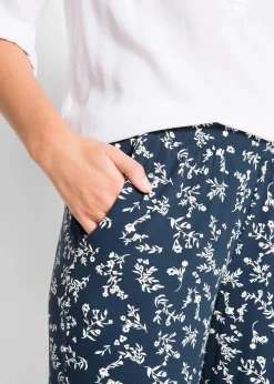 bonprix Bekleidung·Kleider|Hosen^Jersey-Hose aus Viskose-Mix dunkelblau geblümt