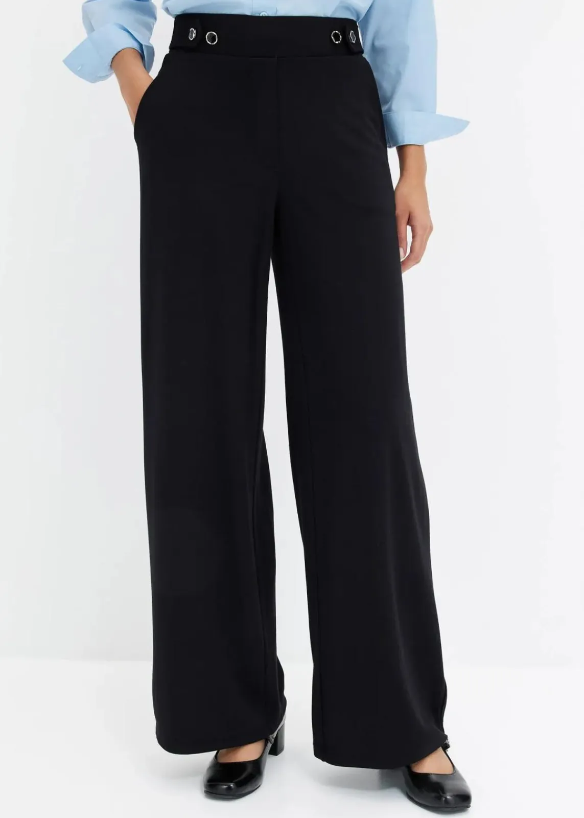 bonprix Hosen|Bekleidung·Kleider^Jersey-Hose mit dekorativem Riegel schwarz