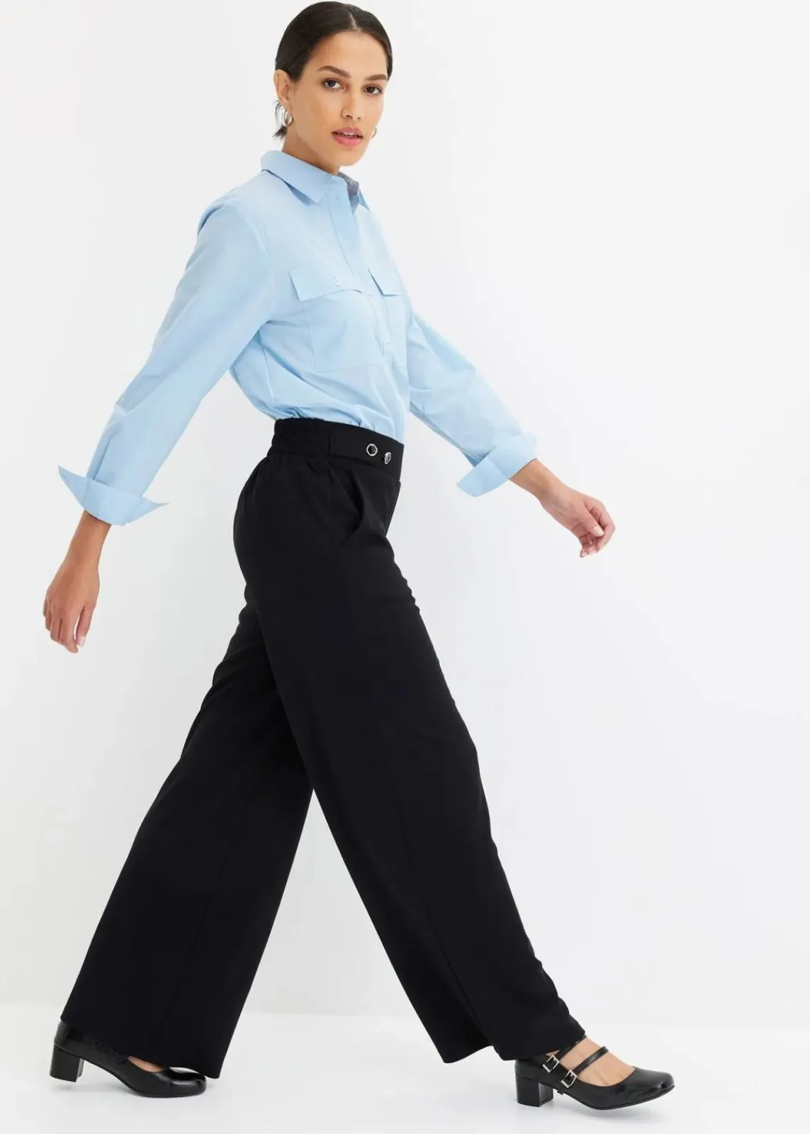 bonprix Hosen|Bekleidung·Kleider^Jersey-Hose mit dekorativem Riegel schwarz