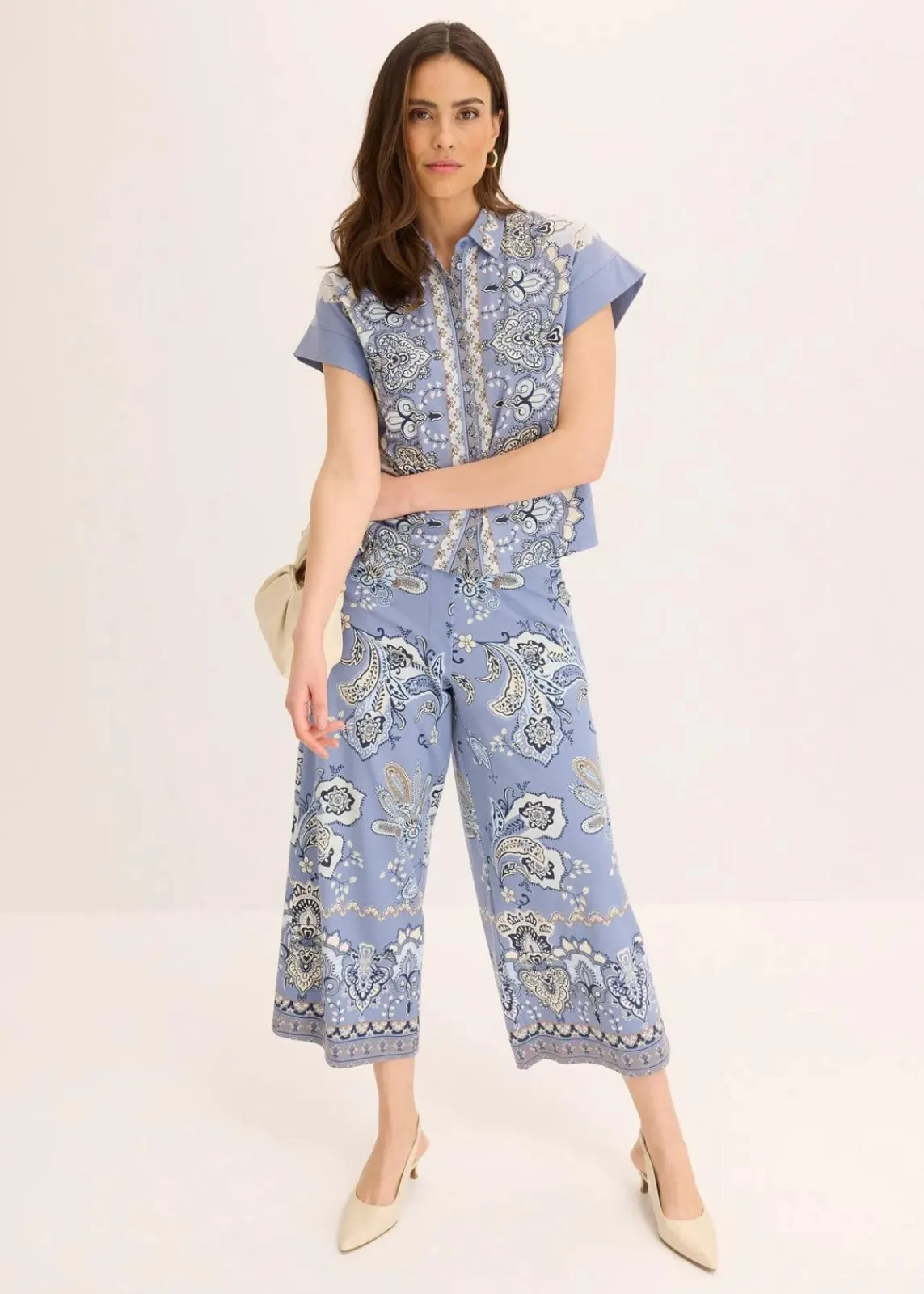 bonprix Hosen^Jersey-Hose mit Paisleydruck natur/puderblau paisley