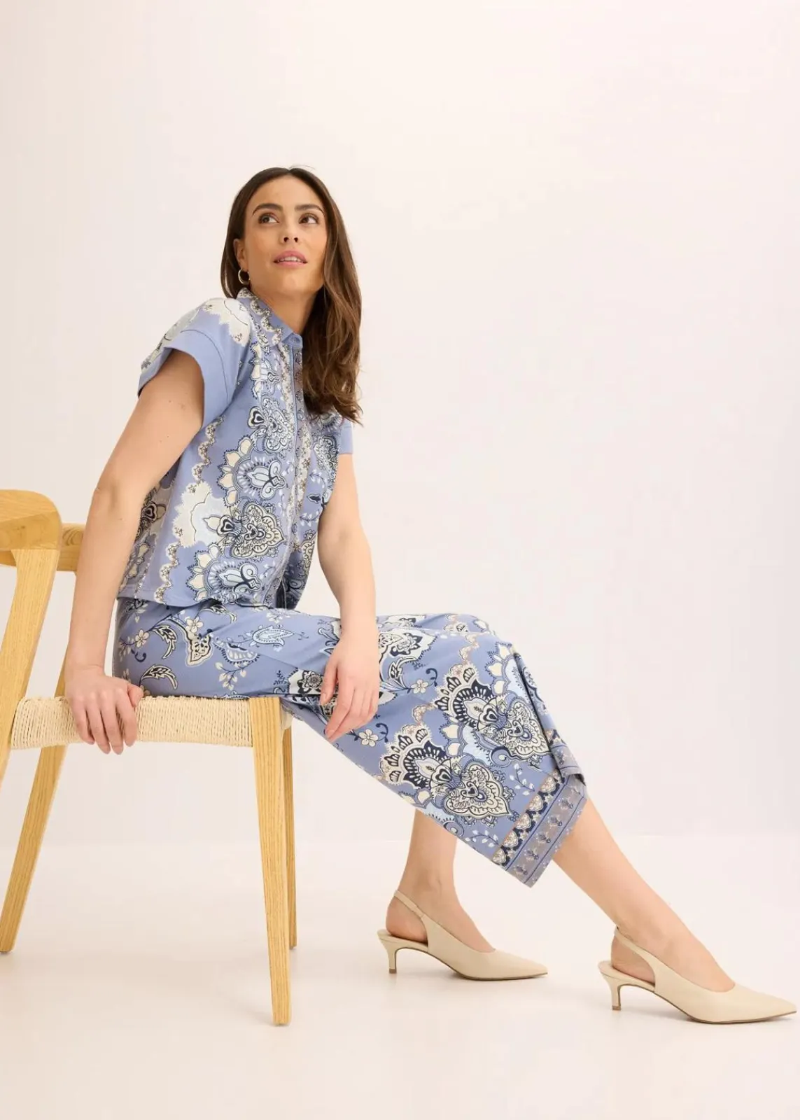 bonprix Hosen^Jersey-Hose mit Paisleydruck natur/puderblau paisley