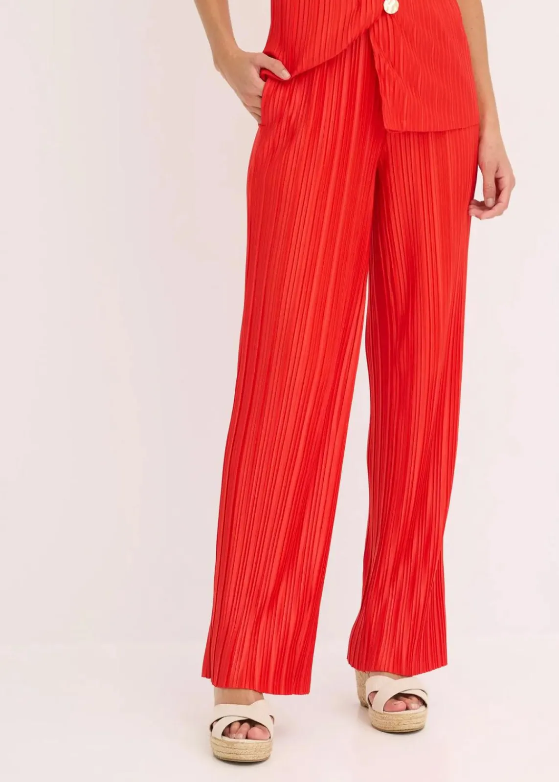 bonprix Hosen|Bekleidung·Kleider^Jersey-Hose mit Plissee erdbeere