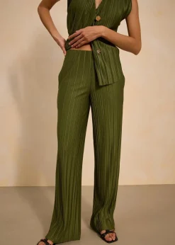 bonprix Bekleidung·Kleider|Hosen^Jersey-Hose mit Plissee dunkelkhaki
