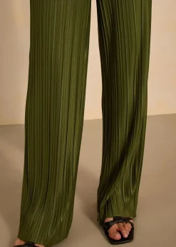 bonprix Bekleidung·Kleider|Hosen^Jersey-Hose mit Plissee dunkelkhaki