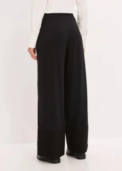 bonprix Bekleidung·Kleider|Hosen^Jersey-Hose mit Satinbesätzen schwarz