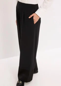 bonprix Bekleidung·Kleider|Hosen^Jersey-Hose mit Satinbesätzen schwarz