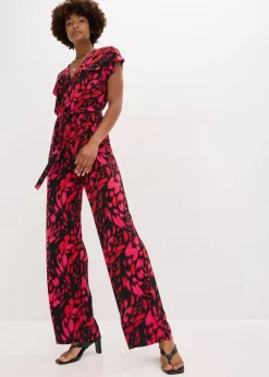 bonprix Bekleidung·Homewear|Jumpsuits^Jersey-Jumpsuit schwarz/rot bedruckt