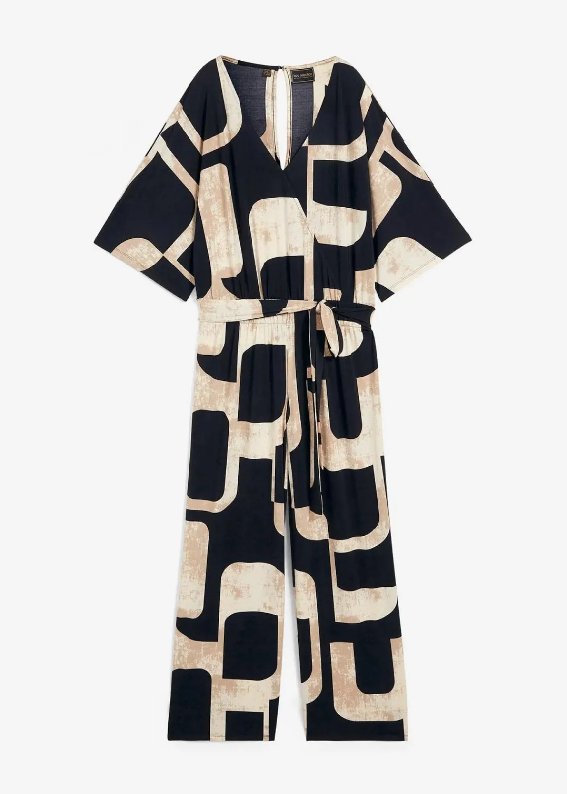 bonprix Jumpsuits^Jersey-Jumpsuit schwarz/kieselbeige/khakibeige bedruckt