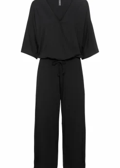 bonprix Bekleidung·Homewear|Jumpsuits^Jersey-Jumpsuit aus fließender Viskose schwarz