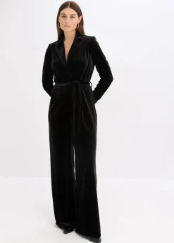 bonprix Bekleidung·Homewear|Jumpsuits^Jersey-Jumpsuit aus fließendem Samt schwarz