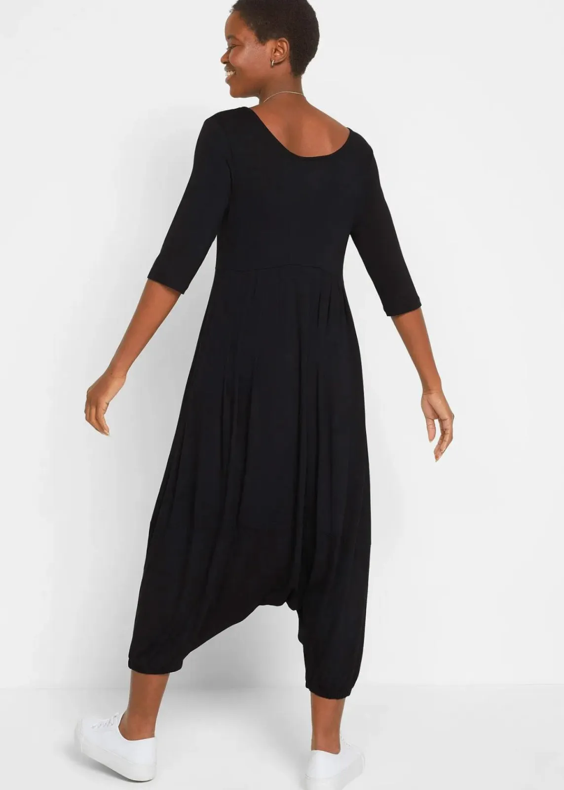 bonprix Bekleidung·Homewear|Jumpsuits^Jersey-Jumpsuit aus fließendem Viskose-Mix schwarz