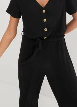 bonprix Bekleidung·Homewear|Jumpsuits^Jersey-Jumpsuit aus Viskose-Mix schwarz