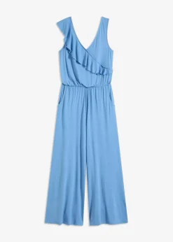 bonprix Bekleidung·Homewear|Jumpsuits^Jersey-Jumpsuit mit Volant mittelblau