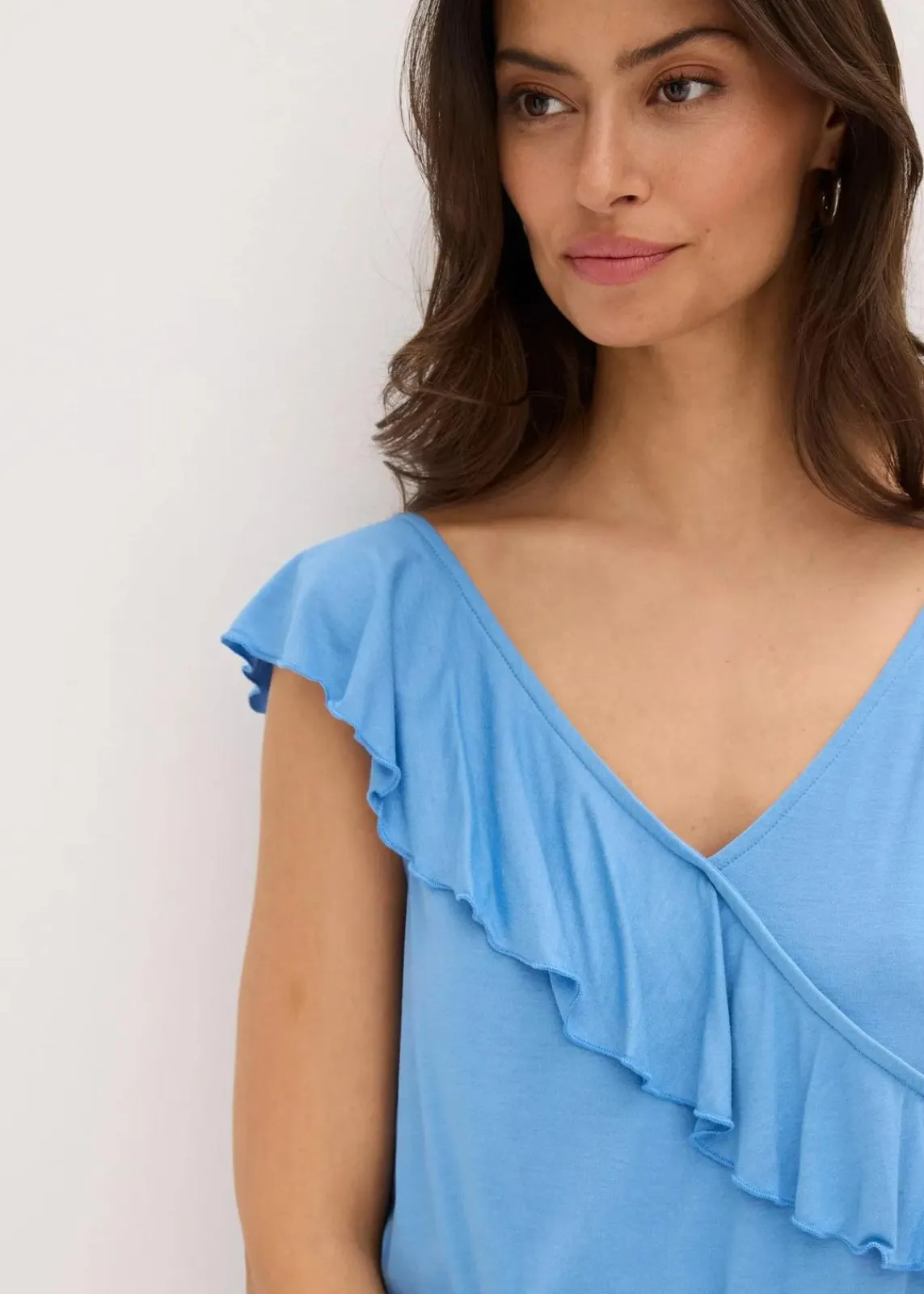 bonprix Bekleidung·Homewear|Jumpsuits^Jersey-Jumpsuit mit Volant mittelblau