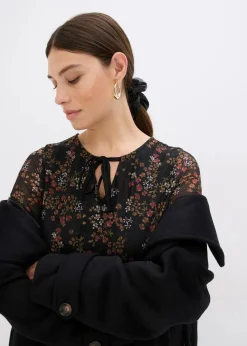 bonprix Bekleidung·Pullover & Strickjacken|Kleider^Jerseykleid schwarz floral