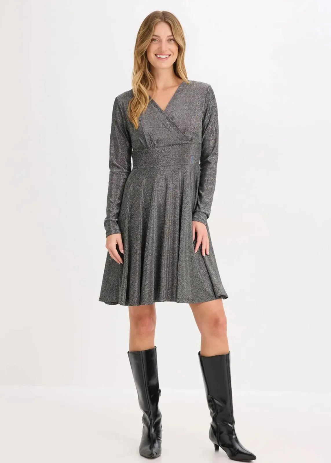 bonprix Kleider|Bekleidung·Pullover & Strickjacken^Jerseykleid silber