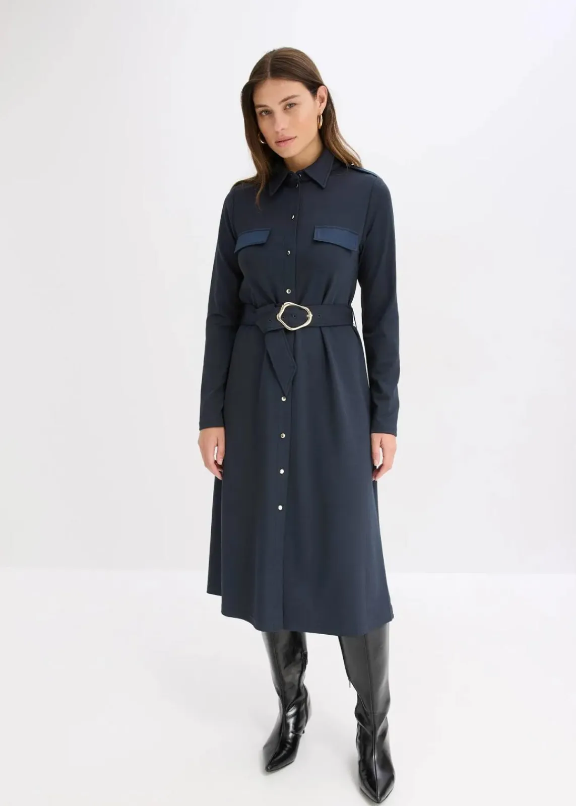 bonprix Bekleidung·Pullover & Strickjacken|Kleider^Jerseykleid nachtblau