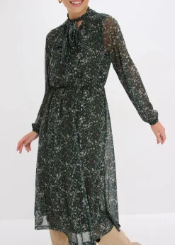 bonprix Bekleidung·Pullover & Strickjacken|Kleider^Jerseykleid grün floral