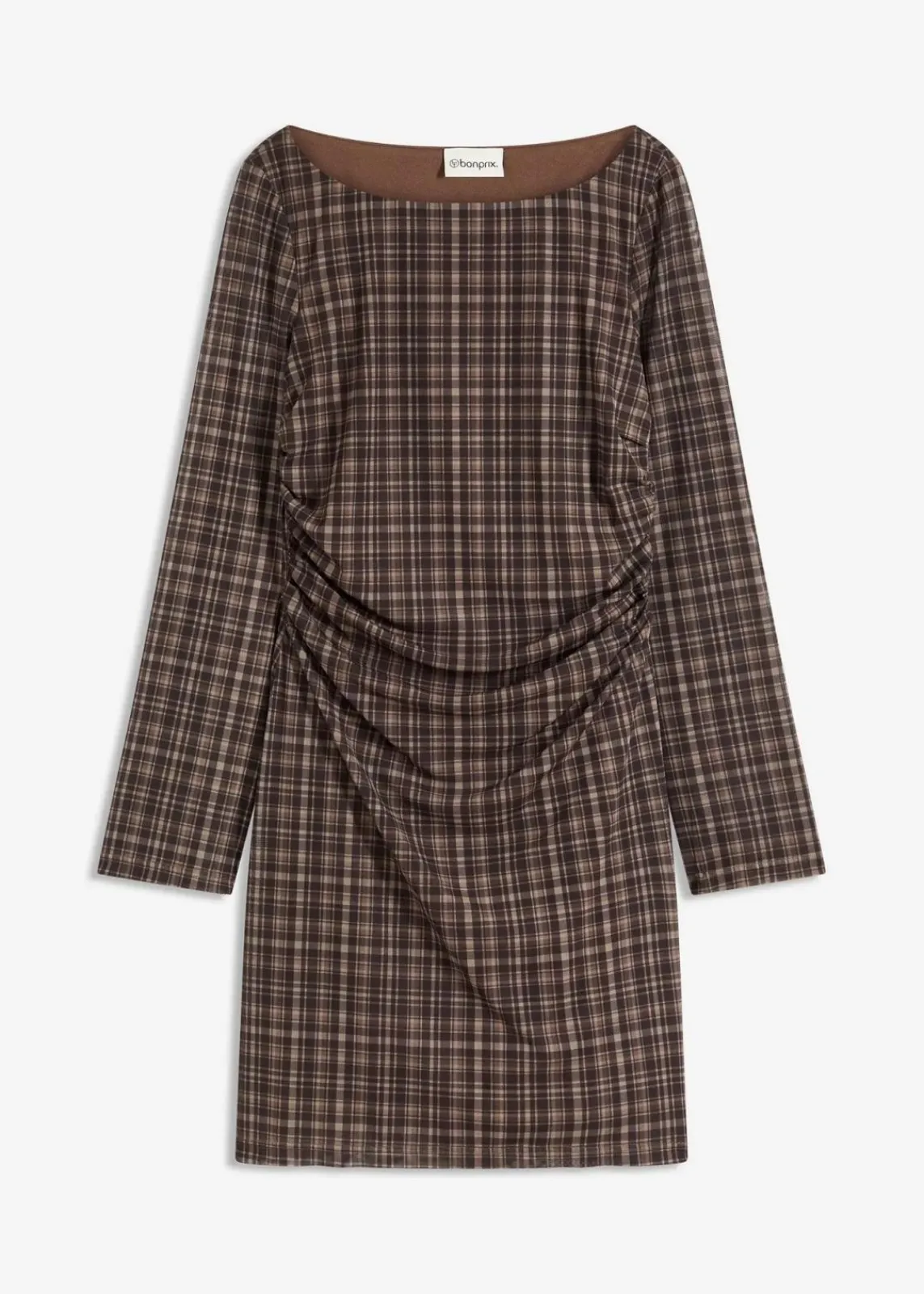 bonprix Kleider|Bekleidung·Pullover & Strickjacken^Jerseykleid khaki kariert