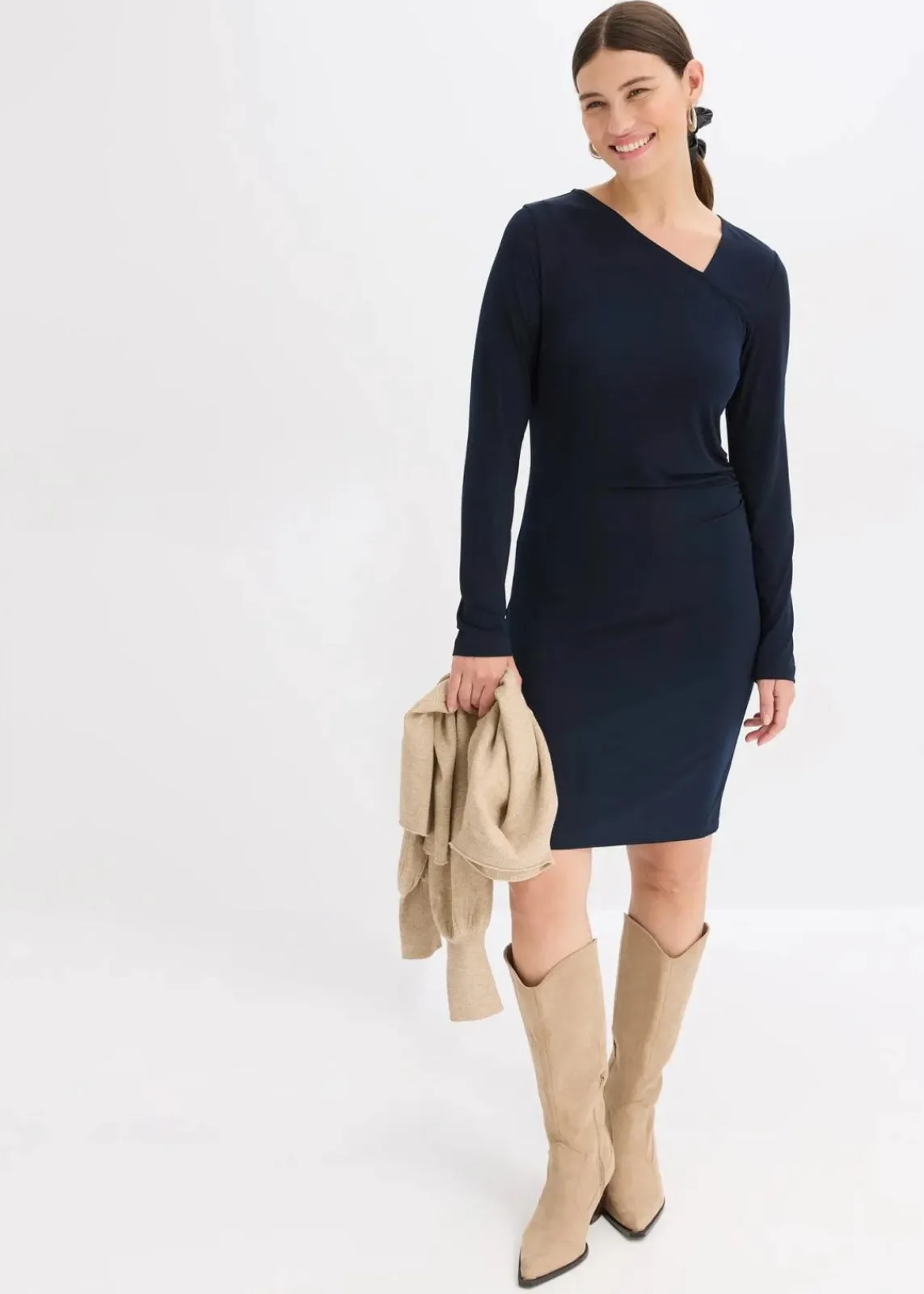 bonprix Bekleidung·Pullover & Strickjacken|Kleider^Jerseykleid dunkelblau