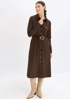 bonprix Kleider|Bekleidung·Pullover & Strickjacken^Jerseykleid dunkelbraun