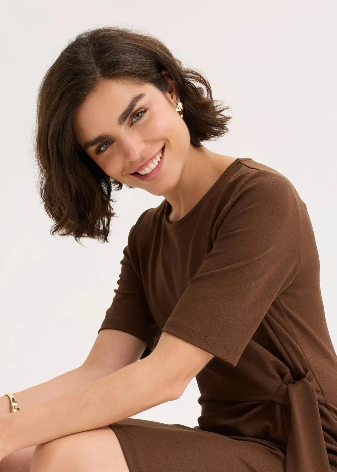 bonprix Kleider|Bekleidung·Pullover & Strickjacken^Jerseykleid braun