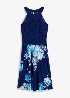 bonprix Nachhaltigere Materialien|Kleider^Jerseykleid dunkelblau/lila/rosa geblümt