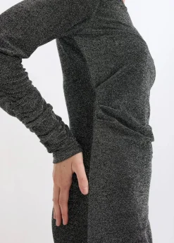 bonprix Bekleidung·Pullover & Strickjacken|Kleider^Jerseykleid schwarz/silber