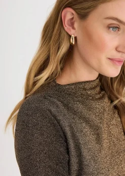 bonprix Bekleidung·Pullover & Strickjacken|Nachhaltigere Materialien^Jerseykleid schwarz/gold