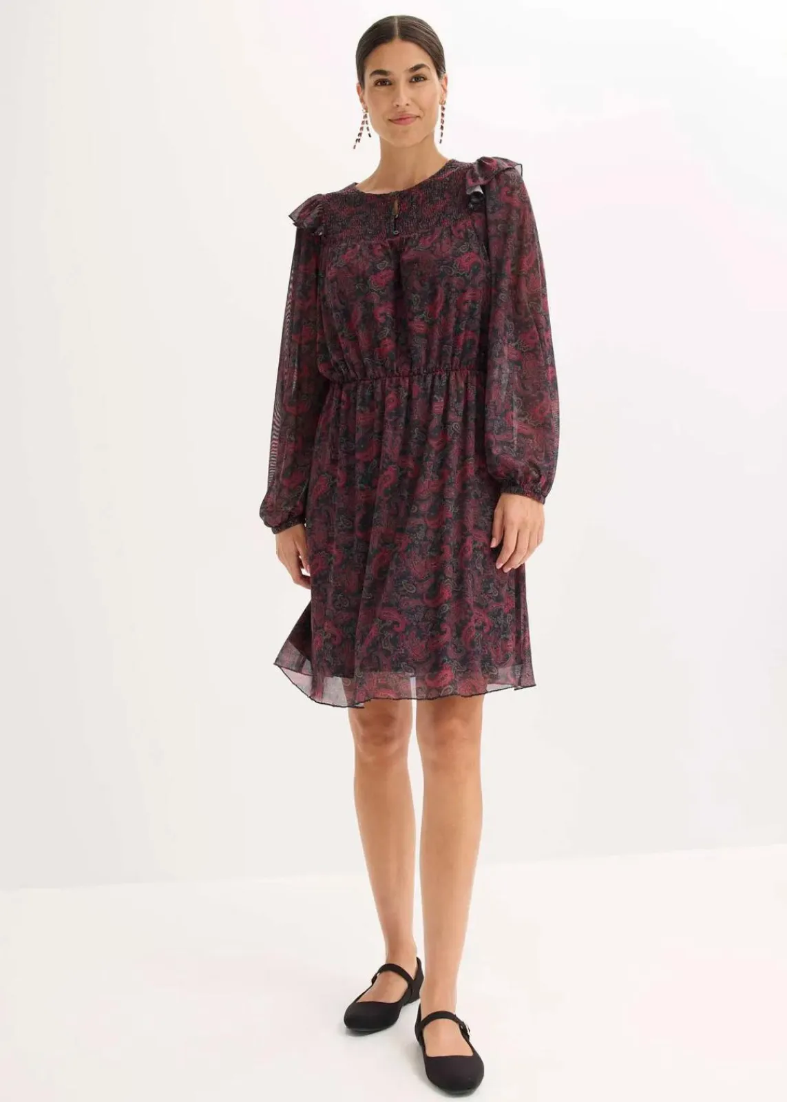 bonprix Bekleidung·Pullover & Strickjacken|Kleider^Jerseykleid schwarz paisley