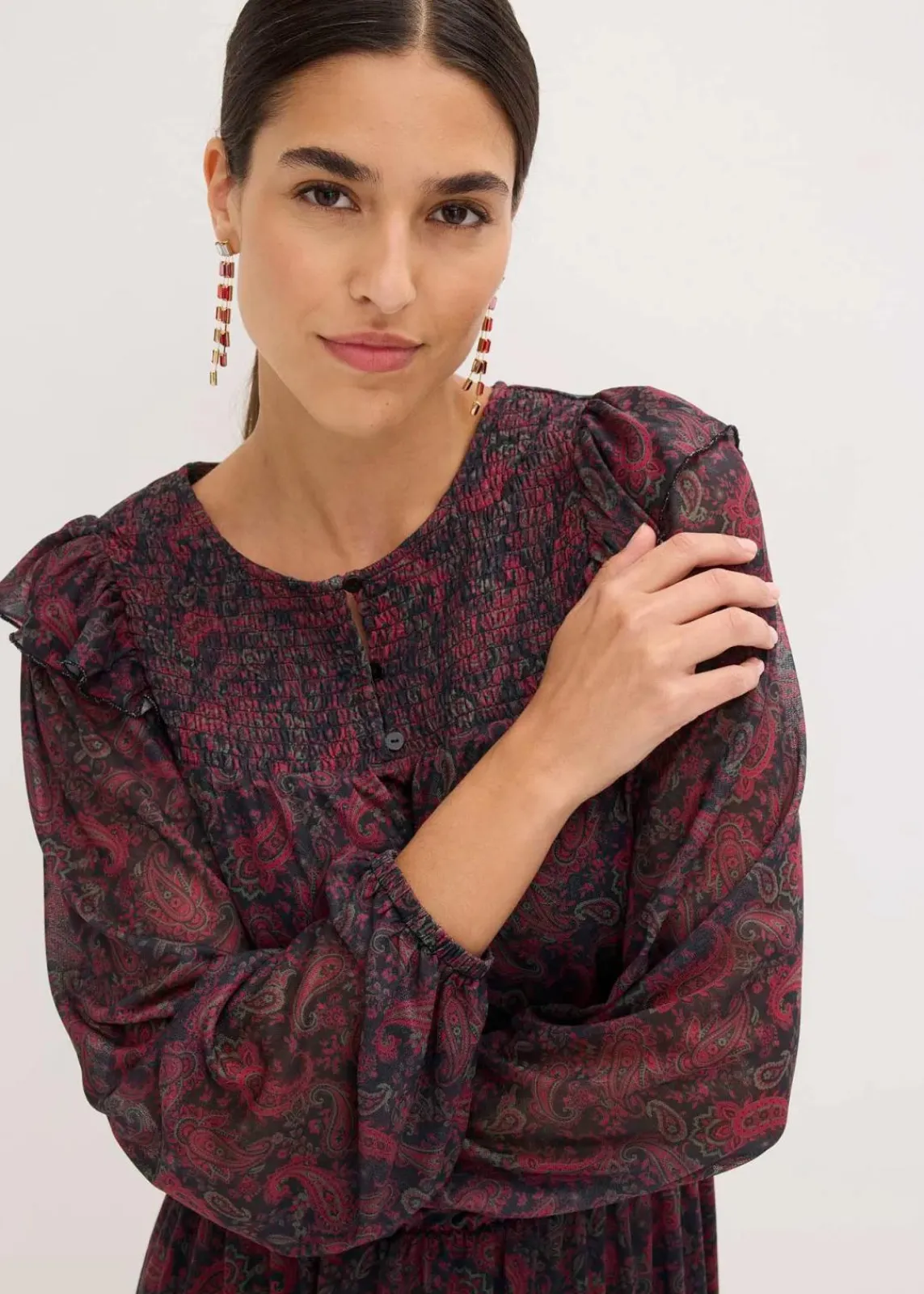 bonprix Bekleidung·Pullover & Strickjacken|Kleider^Jerseykleid schwarz paisley