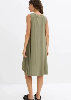 bonprix Kleider^Jerseykleid mit Schnürung oliv