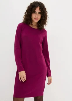bonprix Kleider|Basics^Jerseykleid aus Baumwolle mit Stretch (2er Pack) beere/schwarz