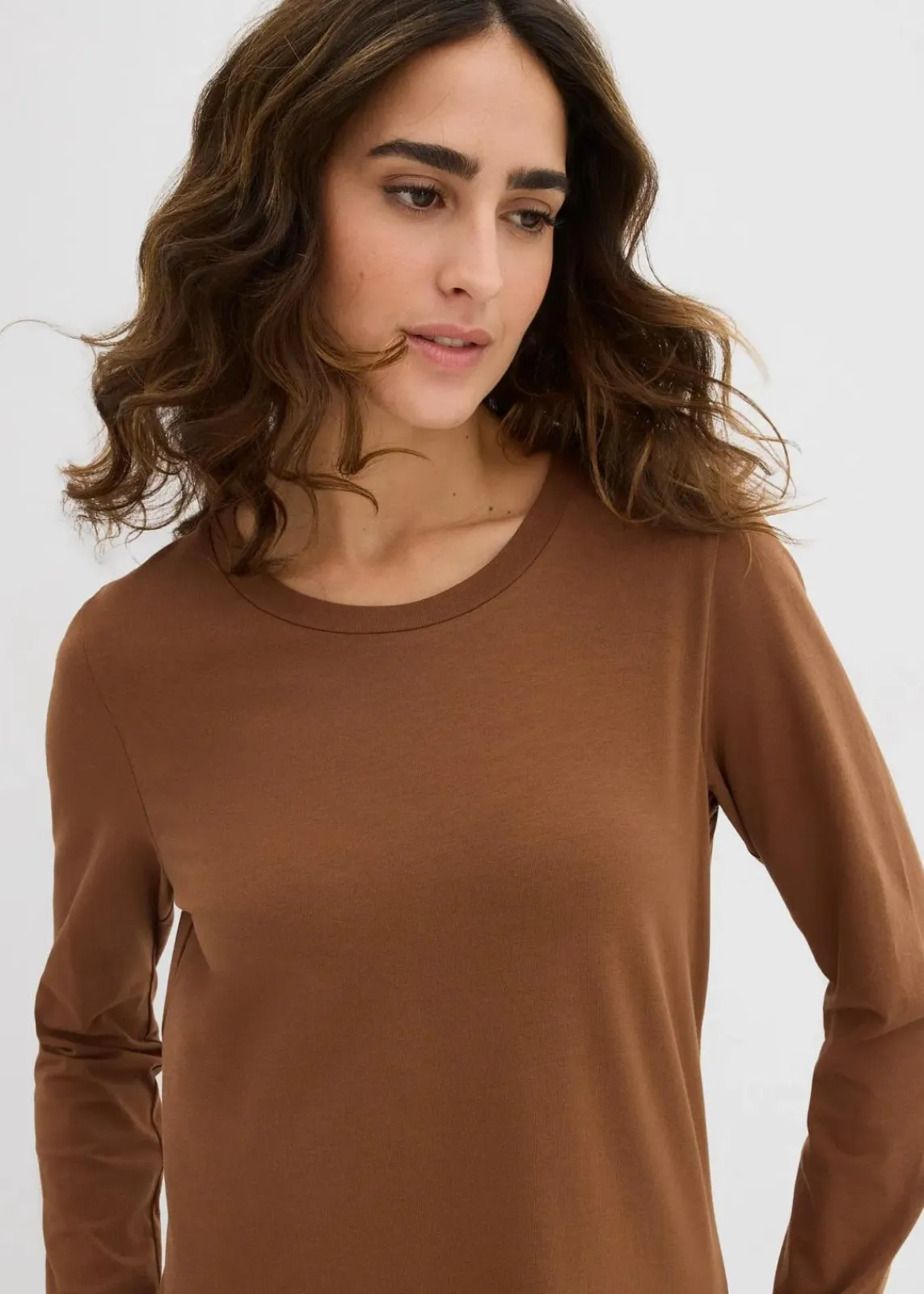 bonprix Kleider|Basics^Jerseykleid aus Baumwolle mit Stretch (2er Pack) pimentbraun/weinrot