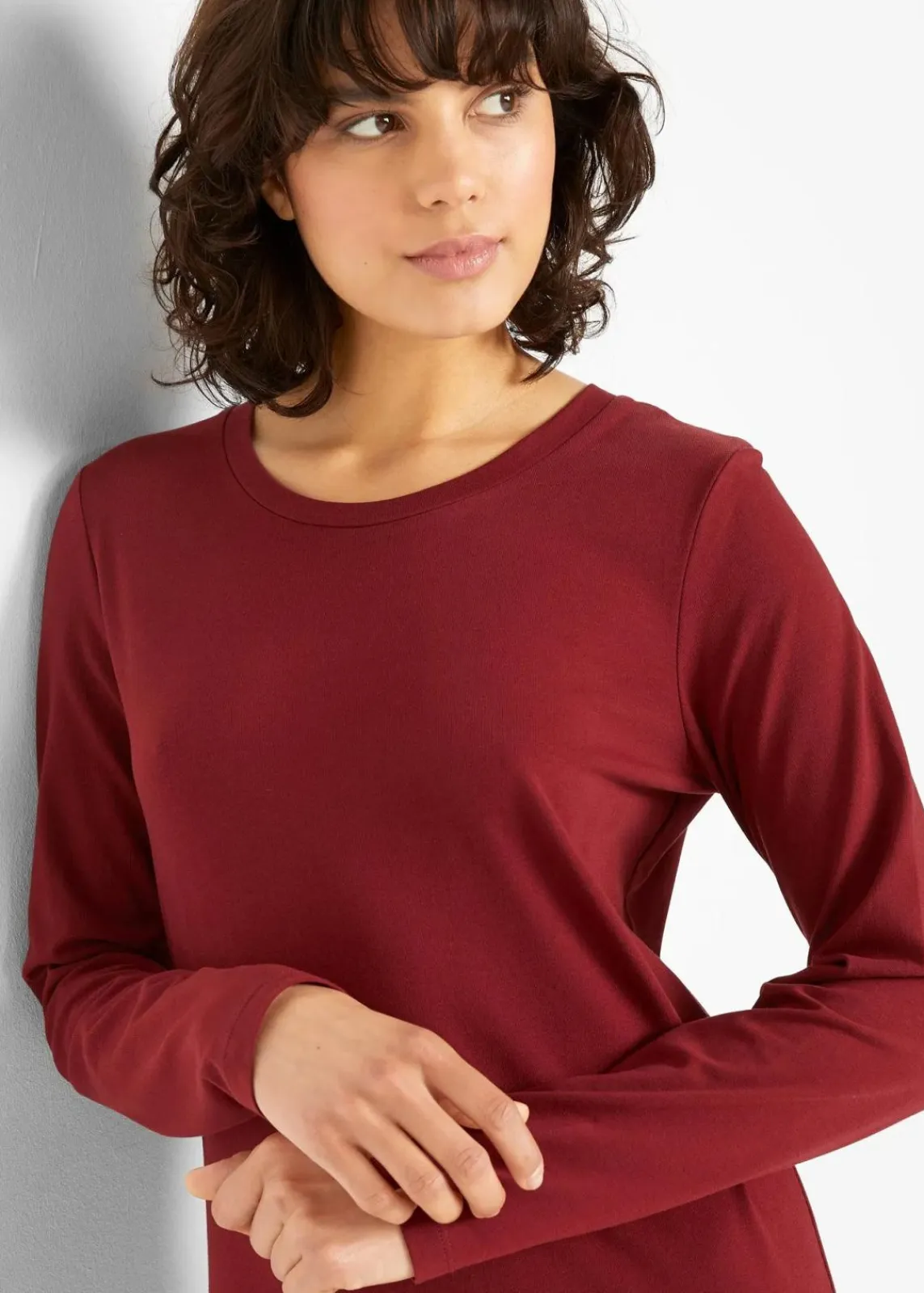 bonprix Bekleidung·Röcke|Bekleidung·Pullover & Strickjacken^Jerseykleid aus Baumwolle mit Stretch (2er Pack) anthrazit meliert+rubinrot