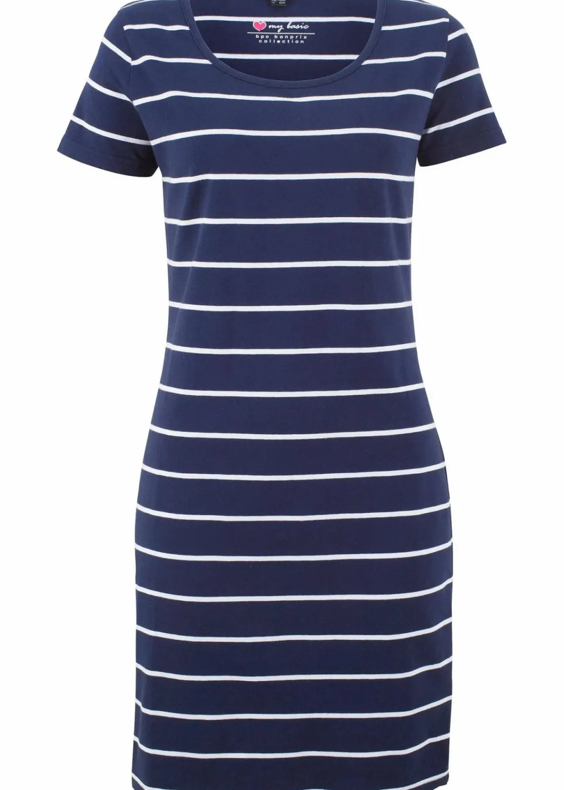 bonprix Basics|Kleider^Jerseykleid aus Baumwolle mit Stretch dunkelblau/weiß gestreift