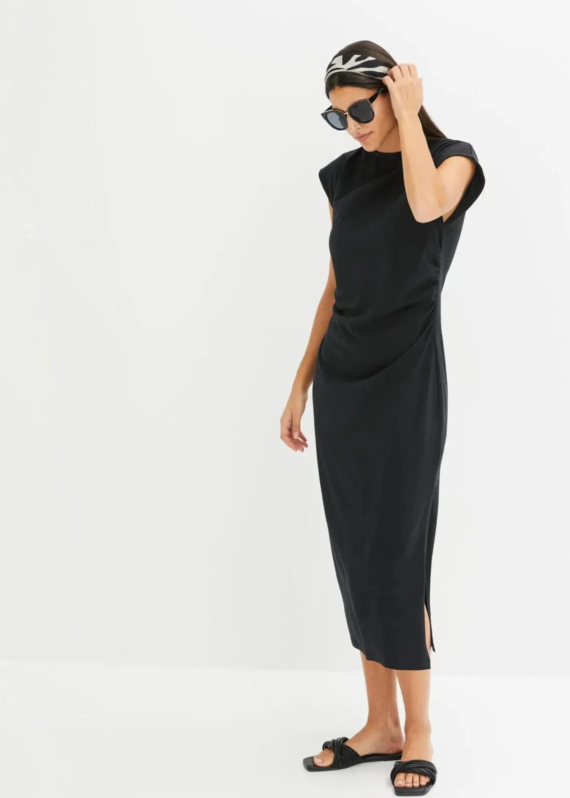 bonprix Bekleidung·Pullover & Strickjacken^Jerseykleid aus Baumwolle mit Stretch schwarz