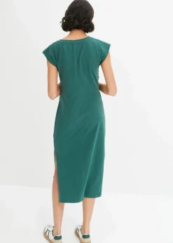 bonprix Bekleidung·Pullover & Strickjacken^Jerseykleid aus Baumwolle mit Stretch mattgrün