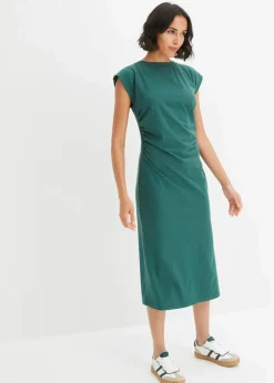bonprix Bekleidung·Pullover & Strickjacken^Jerseykleid aus Baumwolle mit Stretch mattgrün