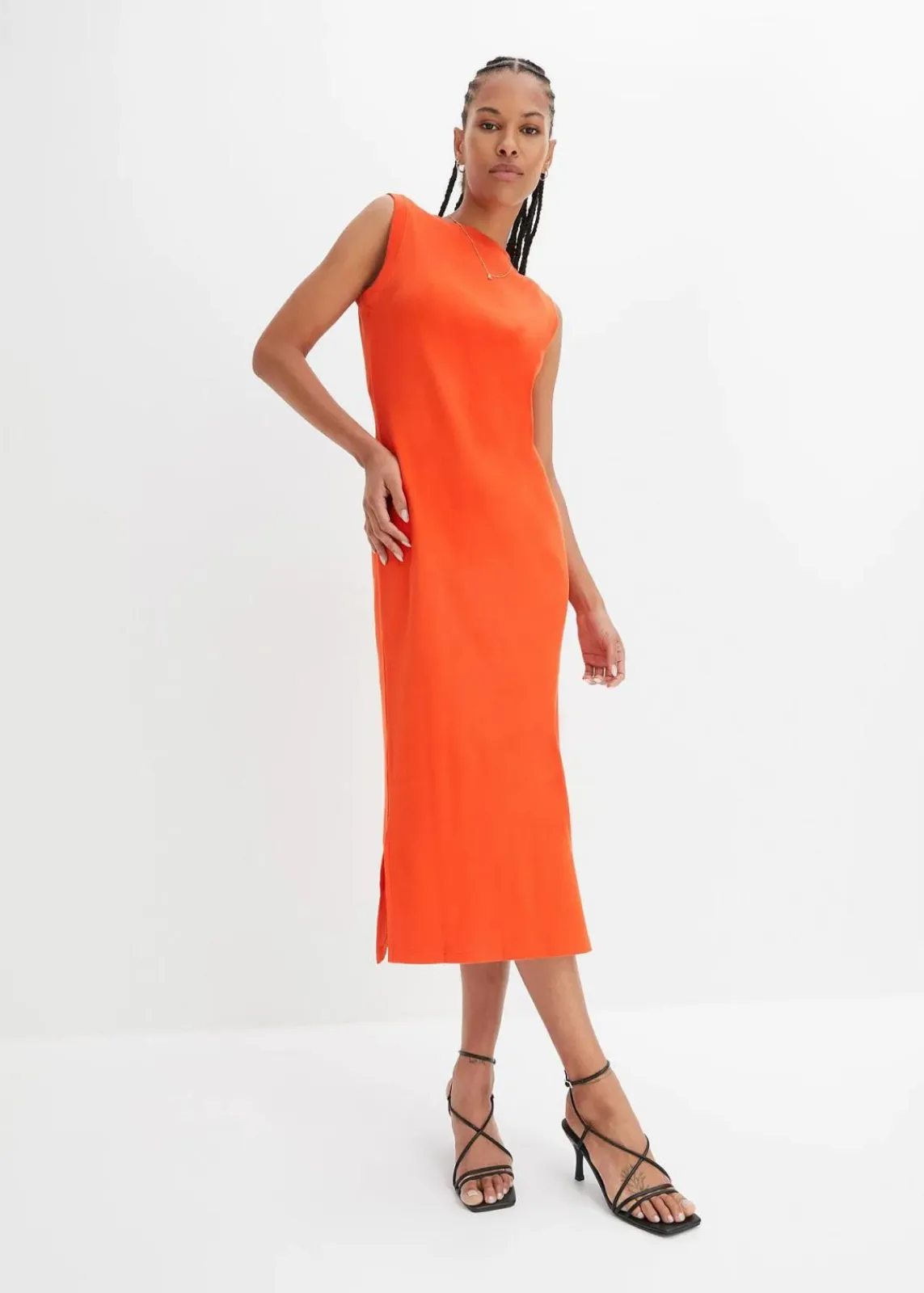 bonprix Nachhaltigere Materialien|Kleider^Jersey-Kleid aus Baumwolle mit Stretch blutorange