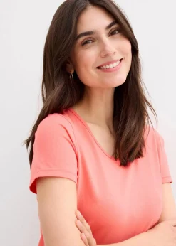 bonprix Kleider|Basics^Jerseykleid aus Bio-Baumwolle mit Stretch helllachs